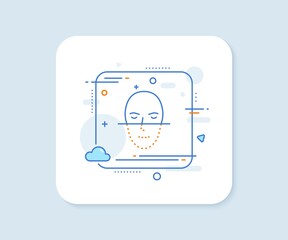Poster - face recognition line icon. abstract square vector button. faces biometrics sign. head scanning symb