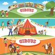 Three circus banners
