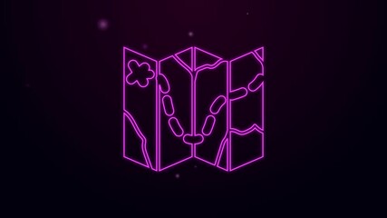 glowing neon line golf course layout icon isolated on black background. 4k video motion graphic anim