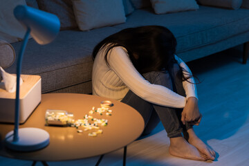 Wall Mural - Asian girl feel depressed