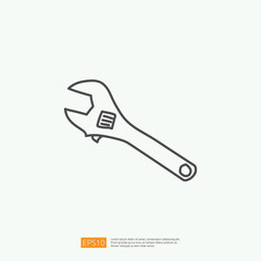 Wall Mural - maintenance service concept icon with wrench sign symbol. engineering related icon for plumbing, industrial, construction. stroke line vector illustration