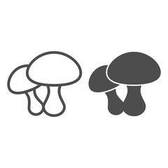 Poster - Mushrooms line and solid icon, Thanksgiving Day concept, Mushroom plant sign on white background, two mushrooms icon in outline style for mobile concept and web design. Vector graphics.