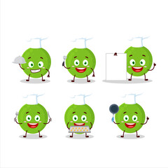 Wall Mural - Cartoon character of alibertia fruit with various chef emoticons