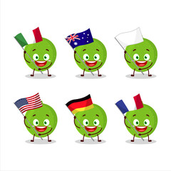 Sticker - Alibertia fruit cartoon character bring the flags of various countries