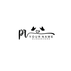 PR Initial handwriting logo template vector