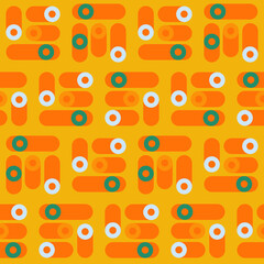 Poster - Spring seamless geometric pattern with the image of circles, ovals, tori. Vector design for web banner, business presentation, brand package, fabric, print, wallpaper, postcard.
