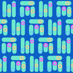 Poster - Spring seamless geometric pattern with the image of circles, ovals, tori. Vector design for web banner, business presentation, brand package, fabric, print, wallpaper, postcard.