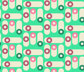 Poster - Spring seamless geometric pattern with the image of circles, ovals, tori. Vector design for web banner, business presentation, brand package, fabric, print, wallpaper, postcard.