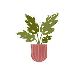 Sticker - plant in pot decoration garden icon isolated design