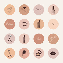beauty, makeup social media highlight covers