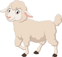 Wall Mural - cartoon happy lamb isolated on white background
