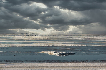 Wall Mural - Hjerting Beach in Esbjerg at a sunny winters day, Denmark