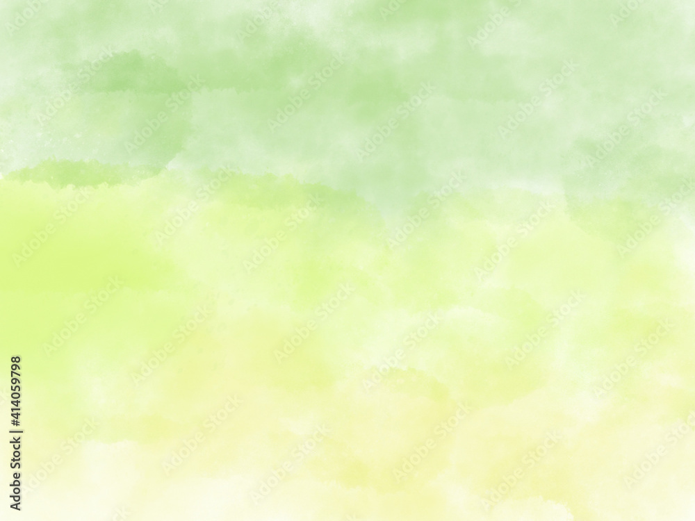 優しい新緑のイメージの壁紙 パステルカラーの背景 若葉色 黄色 ふわふわ 水彩画 Obraz Fototapety Fototapetka Eu