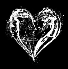Abstract White Heart On Black Background