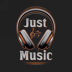 Wall Mural - Just music. Vector vintage musical tshirt design