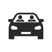 Carpool Icon. Car Sharing. Road Trip. Vector Icon Isolated On White Background.