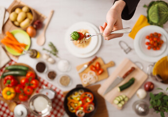 Wall Mural - Chef at work cooking pasta