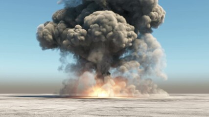 Wall Mural - massive huge explosion in an empty area. 4k animation
