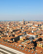 Venice, Italy. Aerial view of cityscape. Roofs. Doge's palace at foreground. Venetian landscape background. 