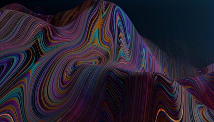 Poster - Colorful landscape with organic swirls. Beautiful background, 3d render/ rendering.
