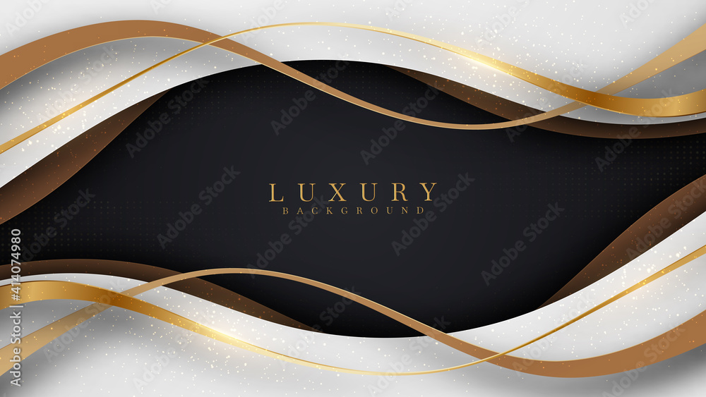 Luxury smooth golden wave background , White overlapping brown and ...