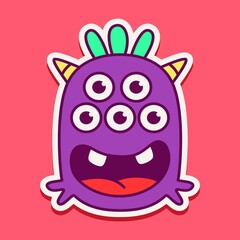 cute monster cartoon doodle design for coloring, backgrounds, stickers, logos, symbol, icons and more