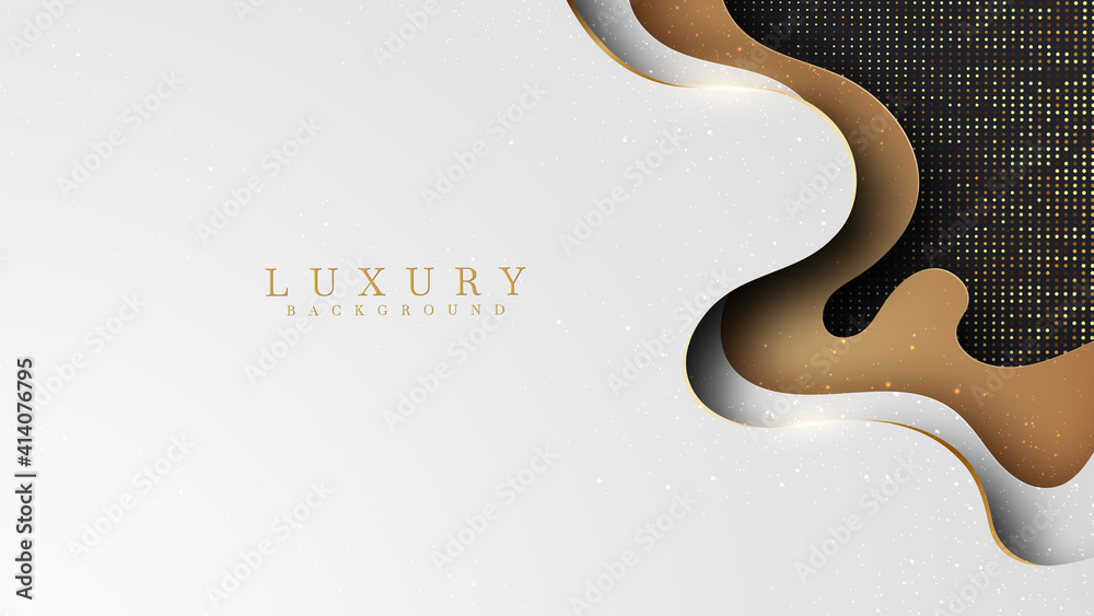 Luxury smooth golden wave background , White overlapping brown and ...