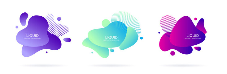 Wall Mural - Abstract liquid shape. Set of modern graphic elements. Fluid dynamical colored forms banner. Gradient abstract liquid shapes. Vector illustration.