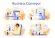 © inspiring.team - Business conveyor concept set. Idea of business development and coordination.