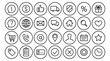 © form and form  - Home, location, globe, user, chat, email, phone, Info, mobile. Buttons E-commerce black isolated vector line icon set. Online shop, website, fulfilment service. Delivery and shipping symbols.