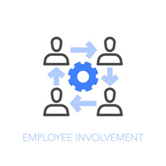 Poster - Employee involvement symbol with employees in working process. Easy to use for your website or presentation.