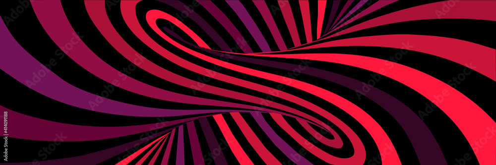 Colorful red abstract vector lines psychedelic optical illusion illustration - obrazy, fototapety, plakaty 