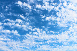 Fototapeta Niebo - Beautiful blue sky and white cirrus clouds. Background. Texture. Scenery.