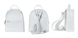 © New Africa - Set with stylish backpacks on white background, banner design