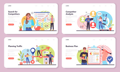  Start up running web banner or landing page set. Idea of a new business