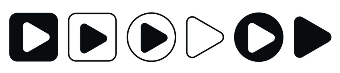 Poster - Play button icon vector set. Media player elements