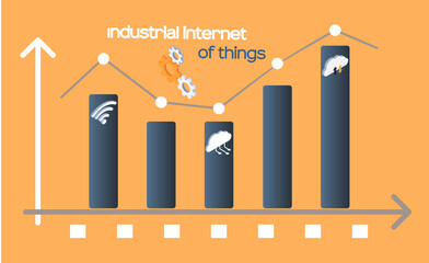 Fototapete - Smart analytics industrial internet of things. Presentation diagram consisting of rectangular bars. Dynamics of growing changing indicators for data analysis. Success business chart statictical graph