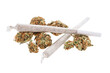 Marijuana joints witw buds isolated on white background