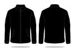 Blank Black Jacket Template On White Background.Front and Back View, Vector File