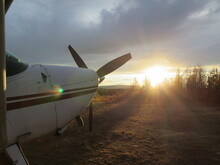 A Sunset Behind A Cessna In Alaska, USA, September