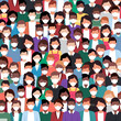 © Triative - Illustration of diverse crowd of people wearing medical masks for prevention of virus corona infection.Vector seamless pattern.