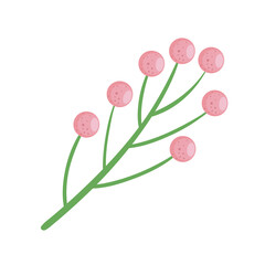 Sticker - branch with pink seeds spring icon vector illustration design