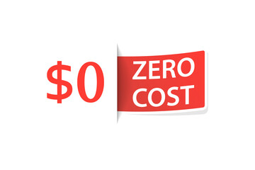 Wall Mural - zero dollar zero cost tag icon. clipart image isolated on white background