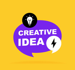 Poster - Creative Idea label design with light bulb and