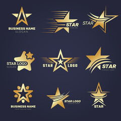 Canvas Print - Stars logo. Modern business leadership concept symbols rating elegant stylized stars recent vector collection. Logo silhouette star, company business slogan illustration