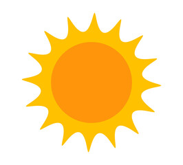 Sun. Yellow icon on white background. Sun symbol.