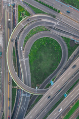 Canvas Print - Traffic Circle Aerial View, Traffic concept image, gongguan traffic circle birds eye night view use the drone in New Taipei City, Taiwan.