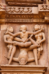 Fototapete - Erotic sculptures, Khajuraho, India