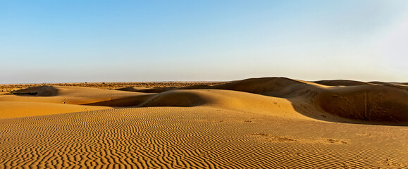 Fototapete - Panorama of dunes in Thar Desert, Rajasthan, India