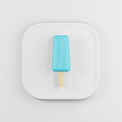 Poster - Blue ice cream icon. 3d rendering white square button key, interface ui ux element.